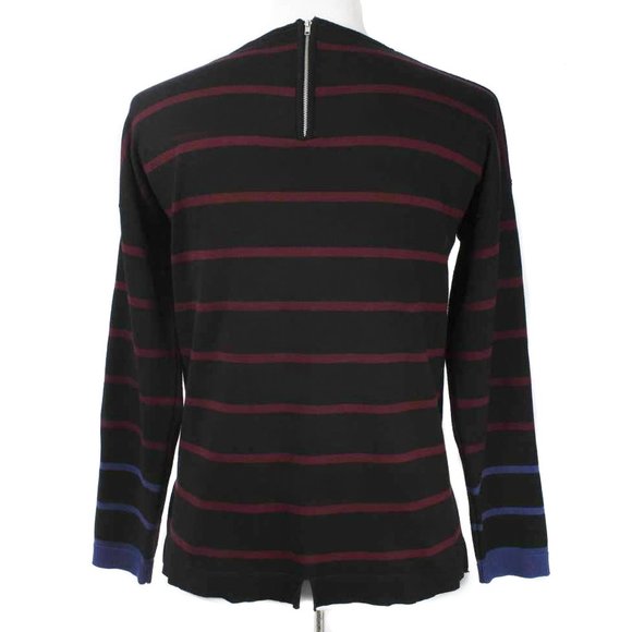 🍍VERVE AMI Black Striped Exposed Zipper Sweater - Picture 3 of 5